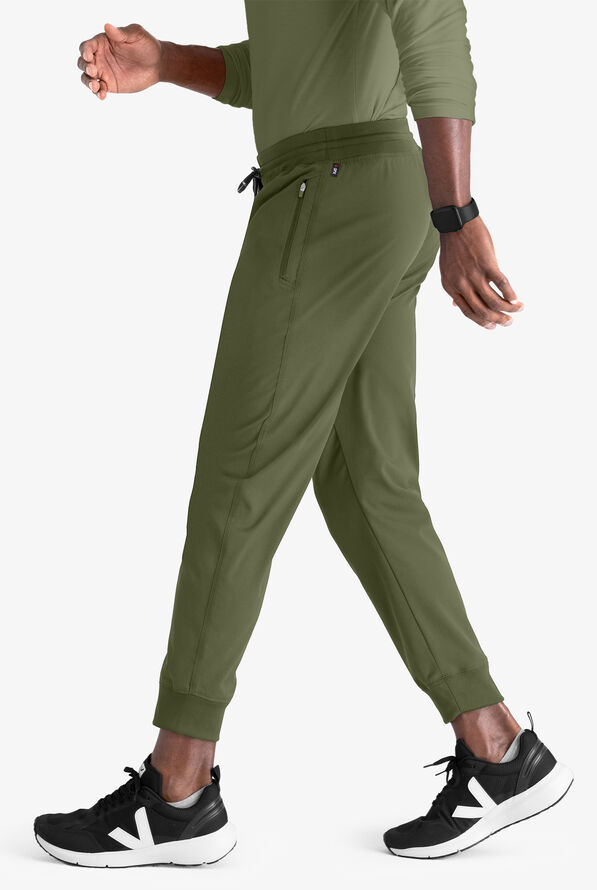 Grey's Anatomy by Barco Spandex STRETCH Murphy Men's 5-Pocket Cargo Jogger Scrub Pants - Olive - 2
