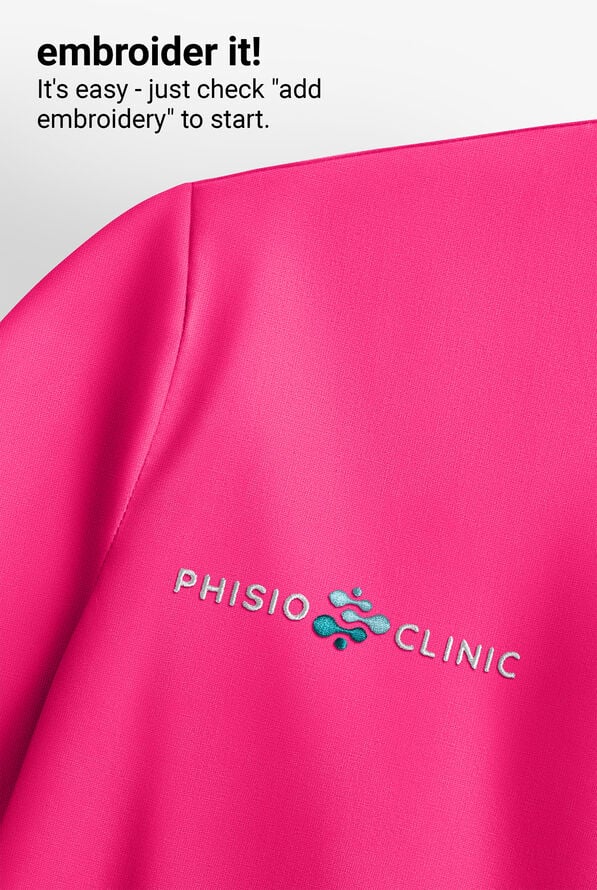 ReSurge Rhine Women's 5-Pocket Oversized Half Zip Stand Collar Scrub Top - Reactive Pink - 8