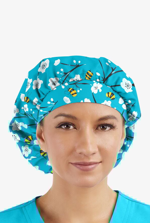 UA Cherry Blossom Garden Turquoise Women's Surgical Print Scrub Cap - null - 1