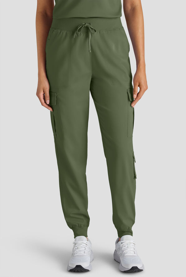 Butter-Soft STRETCH FLXTEK+ Women's 8-Pocket Cargo Jogger Scrub Pant - Light Olive - 2