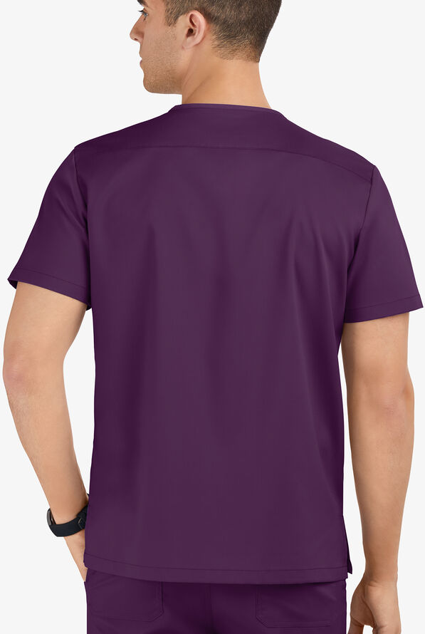 Advantage STRETCH Men's 6-Pocket V-Neck Scrub Top - Eggplant - 3