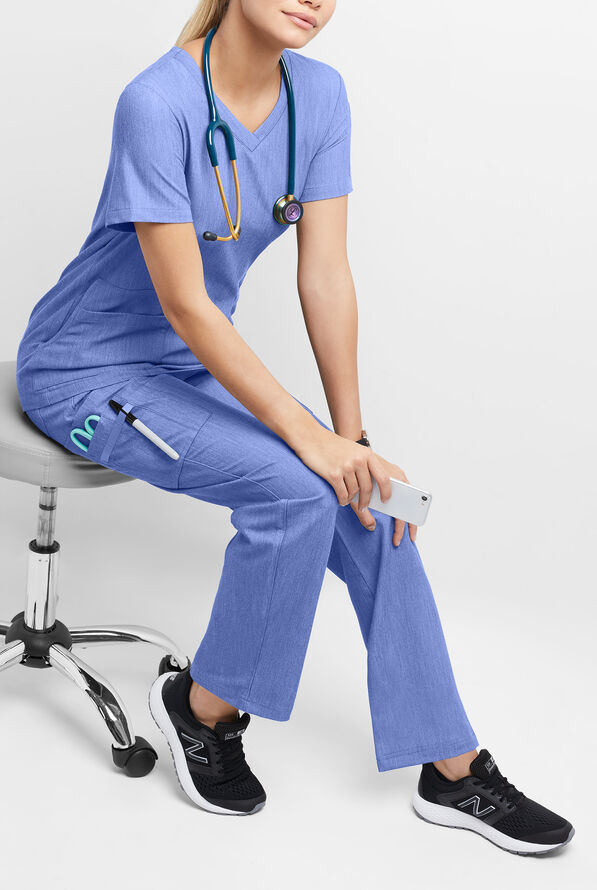 MOVEMENT by Butter-Soft Rigel Women's 9-Pocket Interior Drawstring STRETCH Scrub Pants - Electric Blue Heather - 4