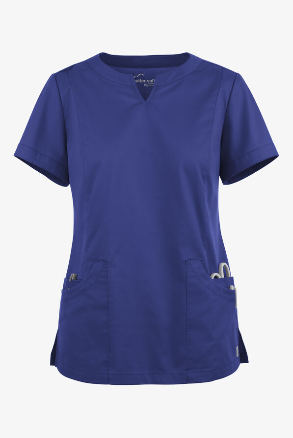 Butter-Soft STRETCH Women's 4-Pocket Notch Neck Scrub Top - Galaxy - 1