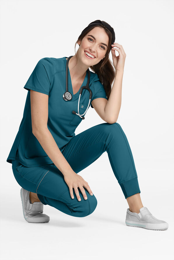 Cherokee Infinity Solid Women's VNeck TuckIn Top, Nursing Scrubs