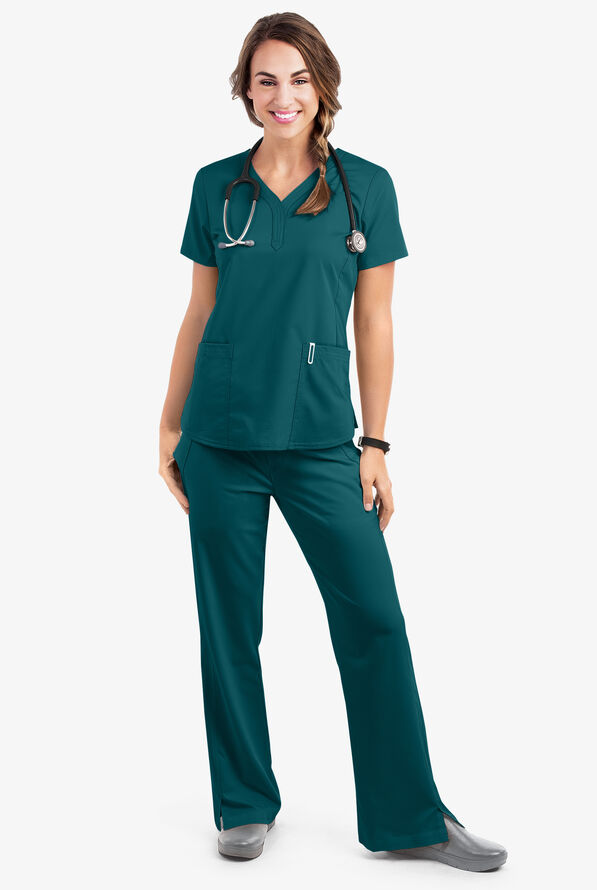Healing Hands Purple Label Taylor Women's 2-Pocket STRETCH Scrub Pants - Caribbean Blue - 2