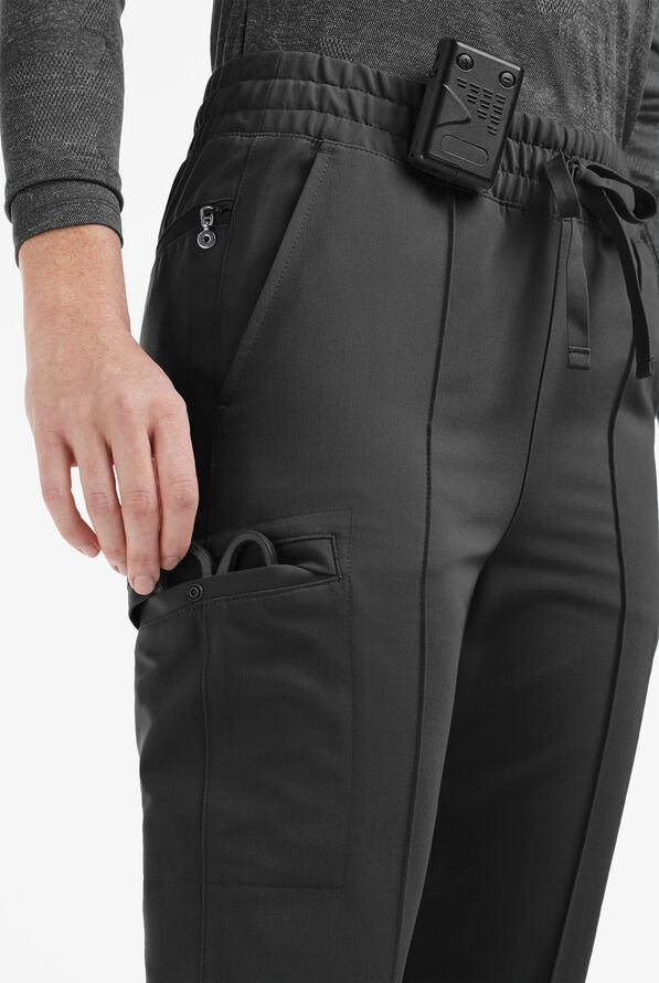 Movement by Butter-Soft Capricorn Women’s 7-Pocket Skinny Pintuck Scrub Pants - Black - 3