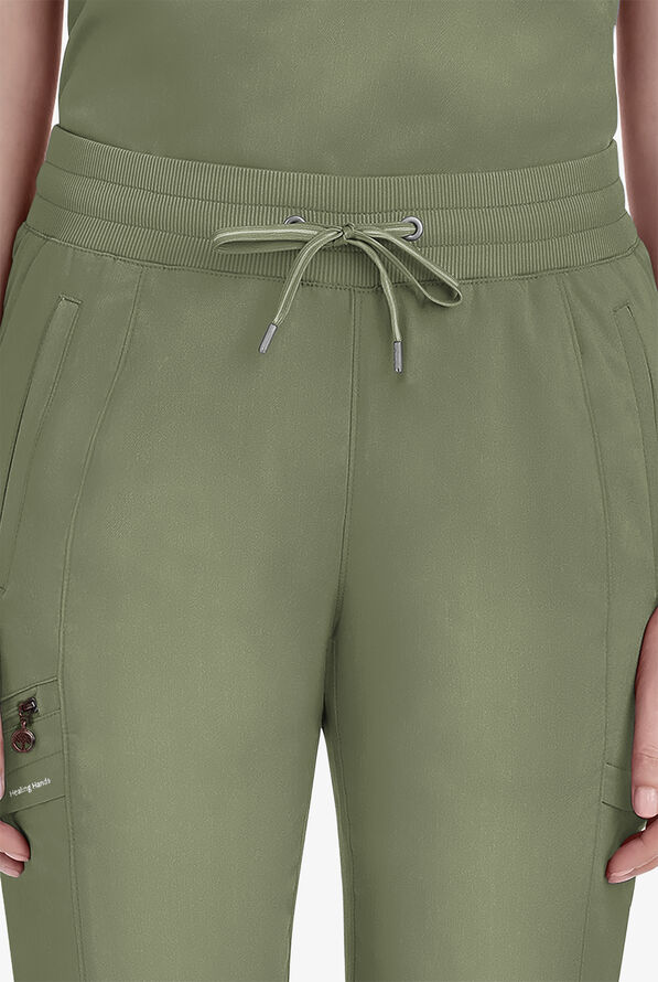 Healing Hands Purple Label Toby Women's 7-Pocket STRETCH Jogger Drawstring Scrub Pant - Olive - 3