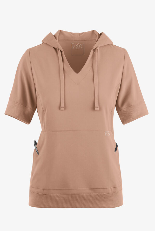 Sudadera m&eacute;dica manga corta Easy STRETCH True con capucha y 3 bolsillos para mujer - Warm Terrazzo - 2