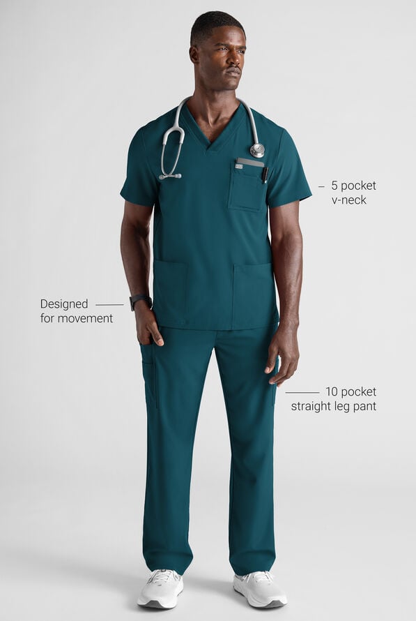 Easy STRETCH Men's Scrub Set - Caribbean Blue - 2