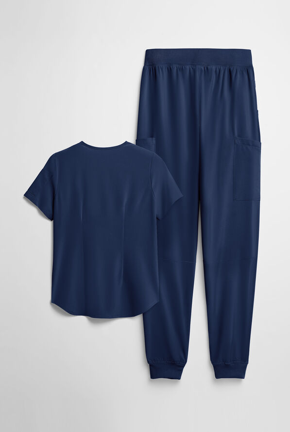 Easy STRETCH Women's 10-Pocket Scrub Set - Navy - 2