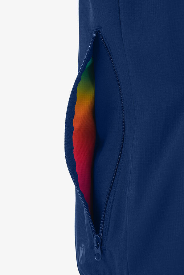 heartsoul Good Vibes Women's 2-Pocket STRETCH Zip Front Packable Scrub Jacket - Navy - 6