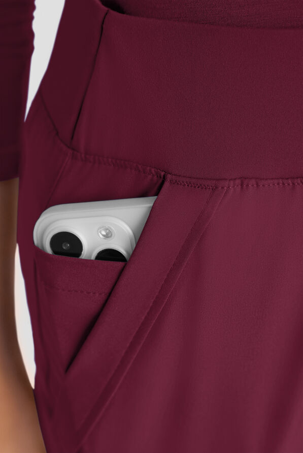 Easy STRETCH Sydney Women's Flare Leg Scrub Pants &ndash; 2-Piece Jumpsuit Bottom - Wine - 3