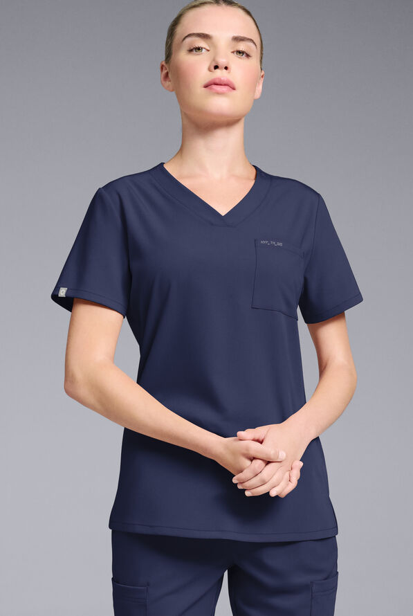 Hypothesis Women's Base V-Neck Tuck-In Scrub Top - Navy - 1