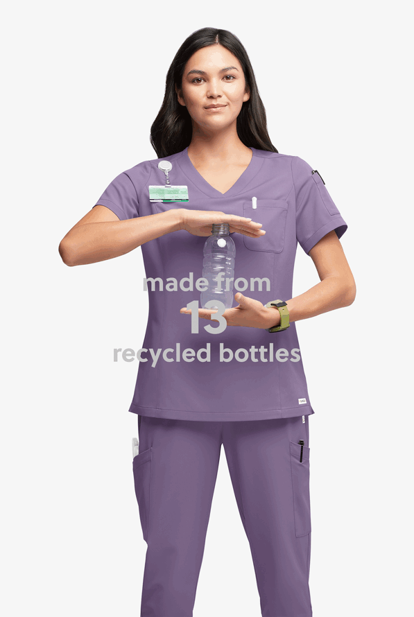 ReSurge Diamond Women's 3-Pocket V-Neck Tuck In / Wear Out Scrub Top - Purple Dusk - 6