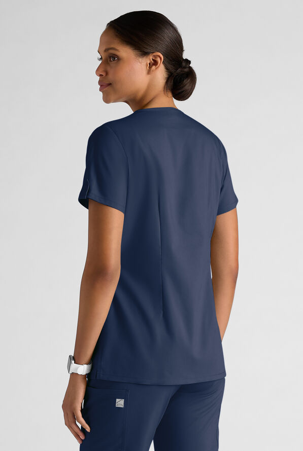 Butter-Soft STRETCH Women's 6-Pocket V-Neck Scrub Top - Navy - 2