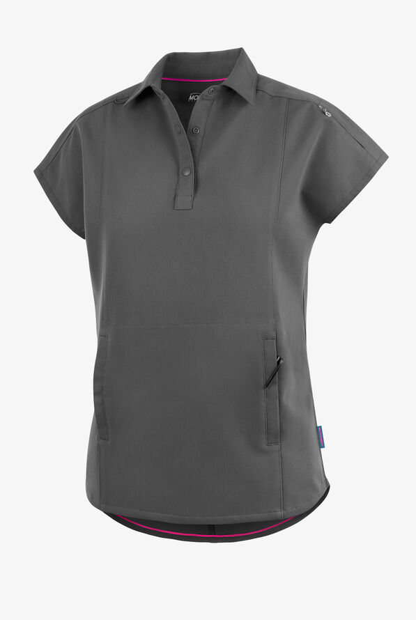 Movement by Butter-Soft Mintaka Women’s 4-Pocket Polo Collared Scrub Top - Pewter - 1