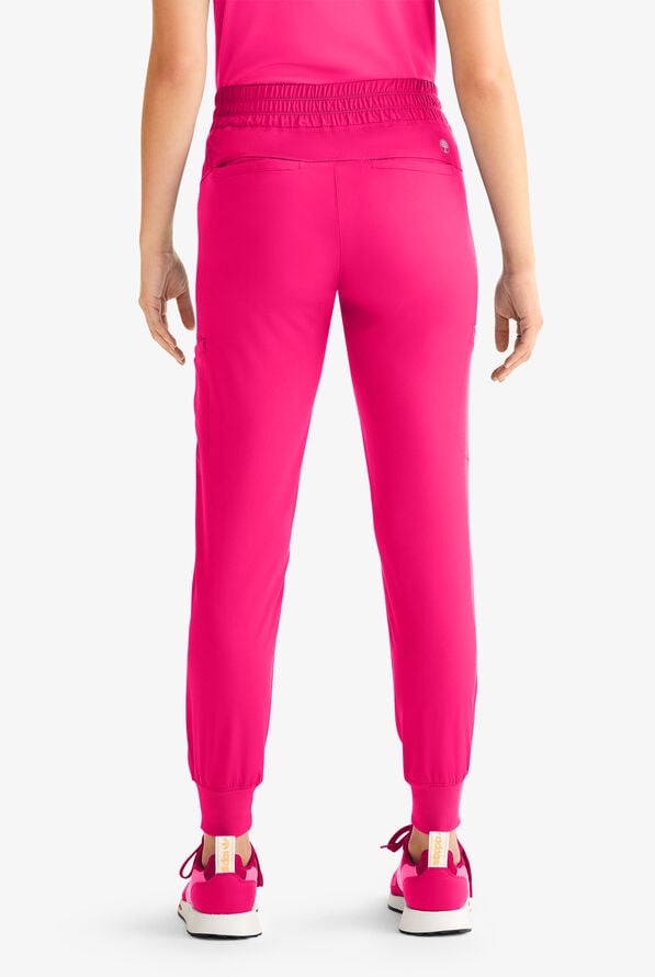HH Works by Healing Hands Rhea Women's 6-Pocket STRETCH Cargo Jogger Scrub Pants - Carnation Pink - 3
