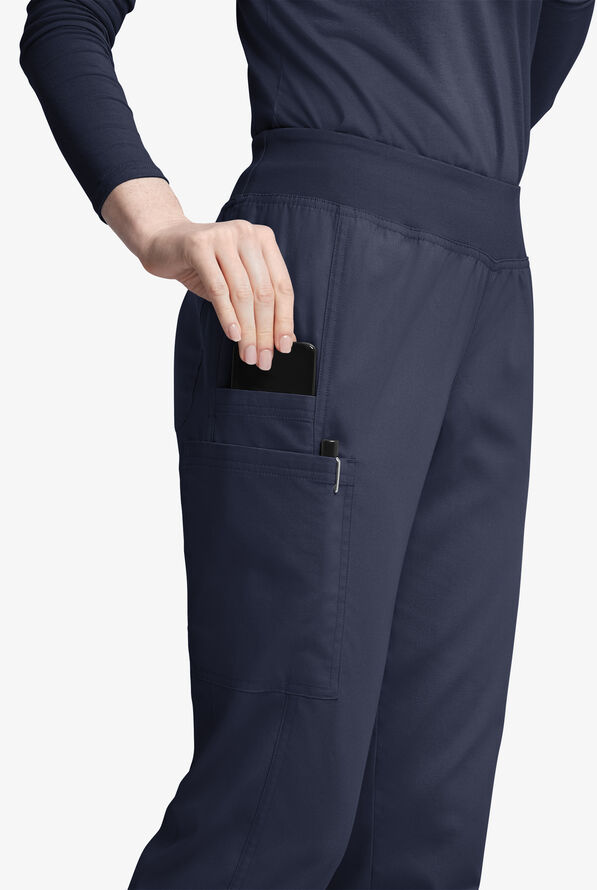 Pantalón médico Butter-Soft Originals de tiro medio estilo yoga con piernas entalladas y 5 bolsillos para mujer - Navy - 2