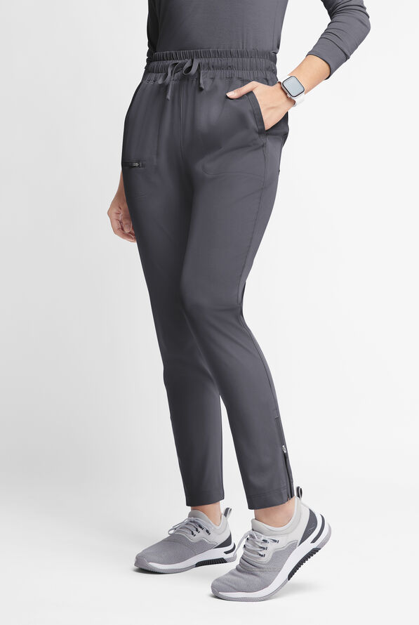 WhisperLite ISLA Women's 5-Pocket Tapered Scrub Pants - Pewter - 1