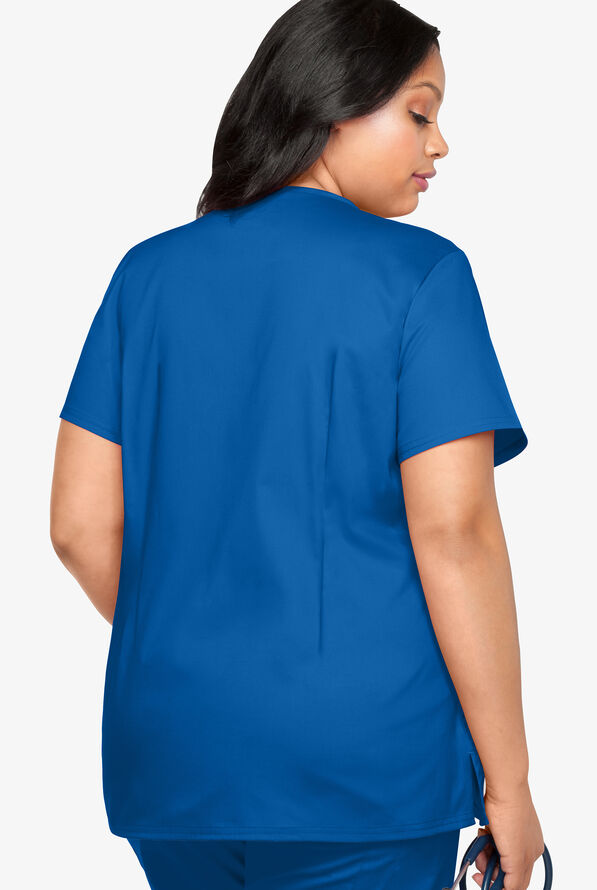 Butter-Soft STRETCH Women's 4-Pocket Plus Size V-Neck Scrub Top - Royal - 2