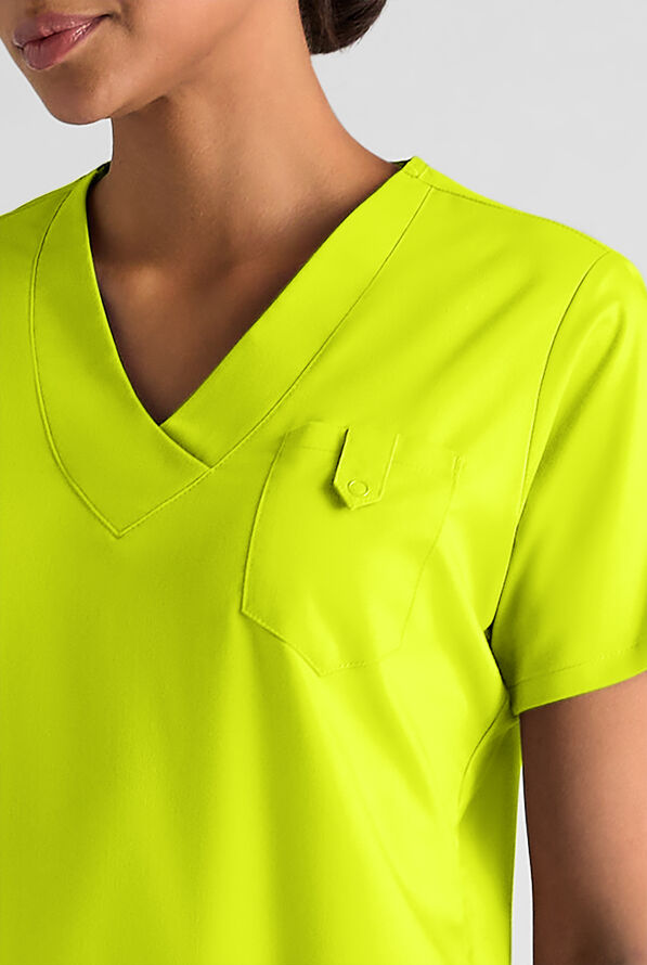 Butter-Soft STRETCH Women's 6-Pocket V-Neck Scrub Top - Lime Crush - 4
