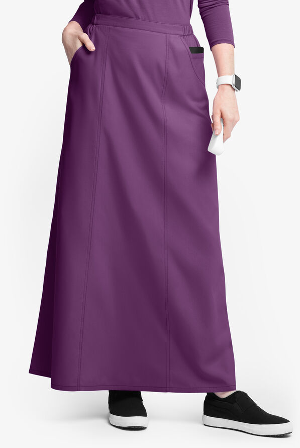 Falda médica estilo acampanada Butter-Soft Originals al tobillo con 4 bolsillos para mujer - Eggplant - 1