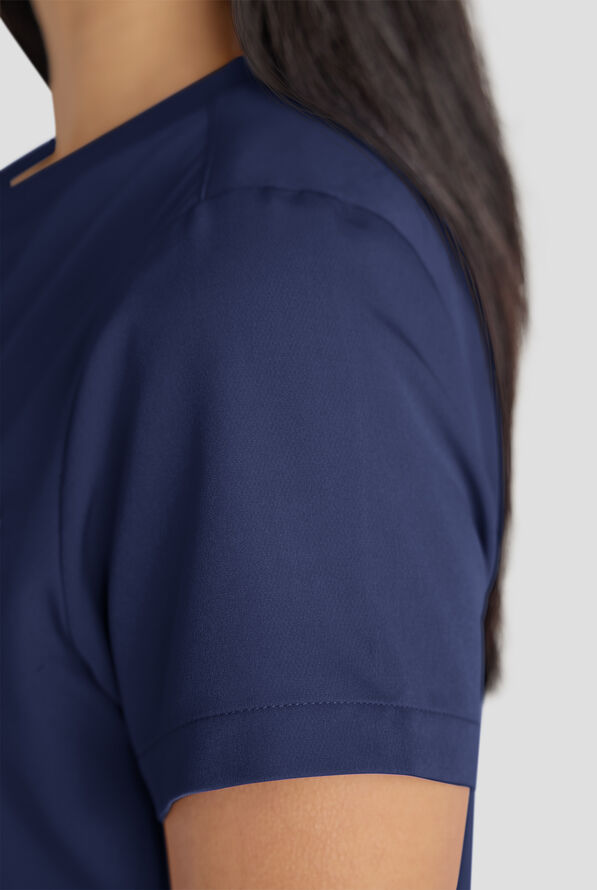 ReSurge Citrine Women's 1-Pocket Crew Neck Tuck In / Wear Out Scrub Top - Navy - 4