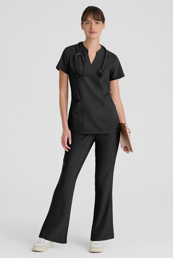 Blusa m&eacute;dica Grey's Anatomy by Barco Evolve STRETCH Sky con cuello con muesca y 2 bolsillos para mujer - Black - 5