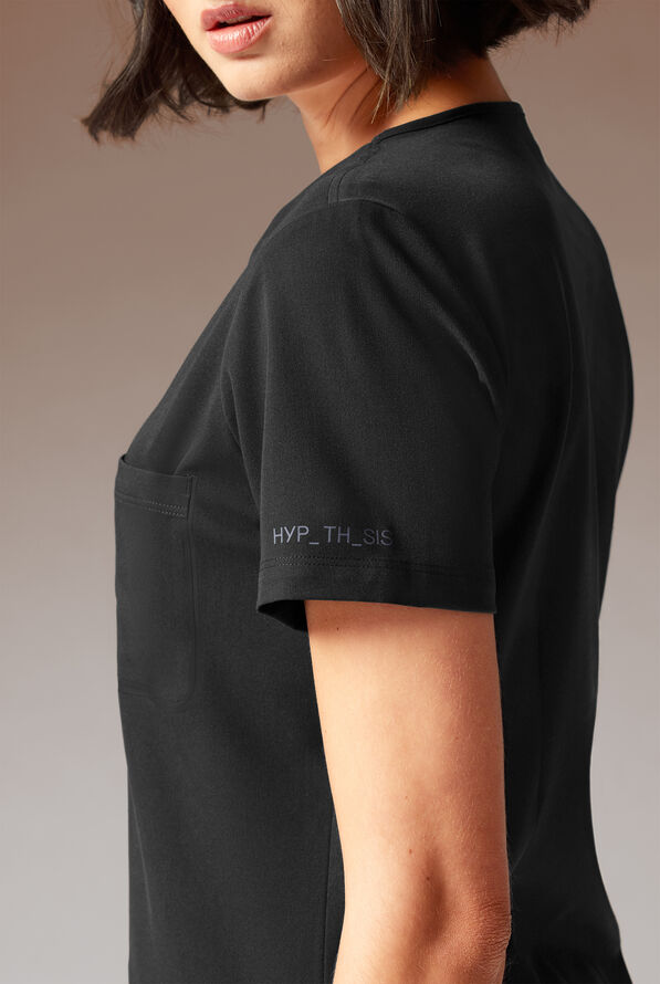 Hypothesis Meta-Base Women’s Single Pocket V-Neck Tuck In/Wear Out Scrub Top - Jet Black - 5