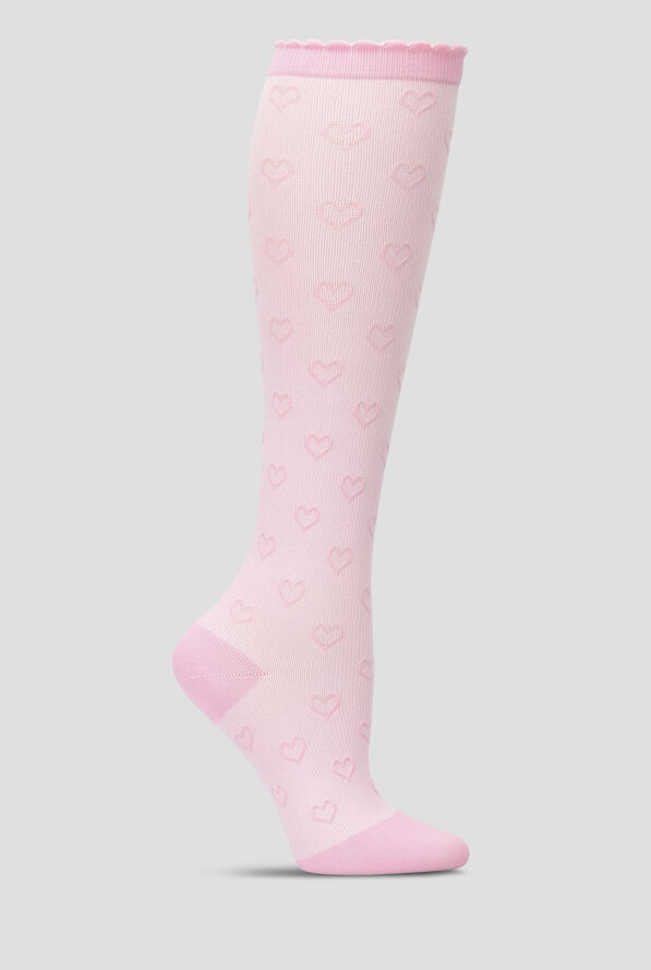 Nurse Mates Textured Raised Hearts Women's 12-14 mmHg Light Compression Socks - Pink - 1