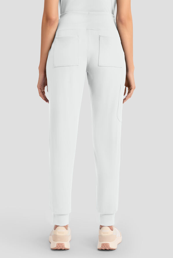 Cherokee Achieve Women's 5-Pocket STRETCH Cargo Jogger Knit Scrub Pants - White - 4