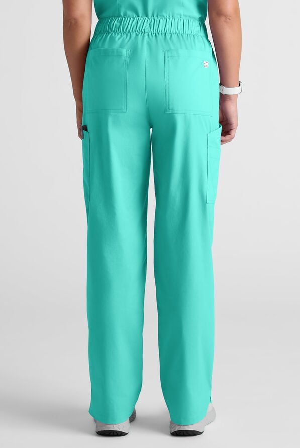 Butter-Soft STRETCH Women's 10-Pocket Straight Leg Cargo Scrub Pants - Aqua Dust - 5