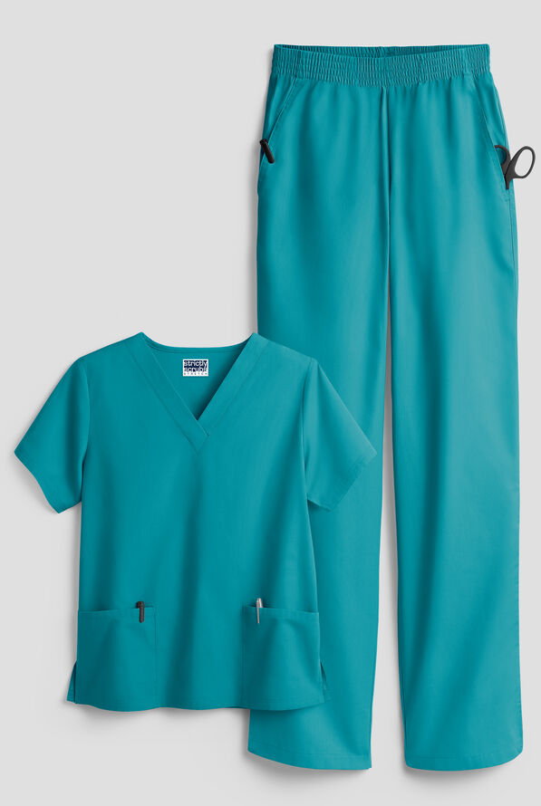 Strictly Scrubs Women's 4-Pocket Scrub Set - Teal - 1