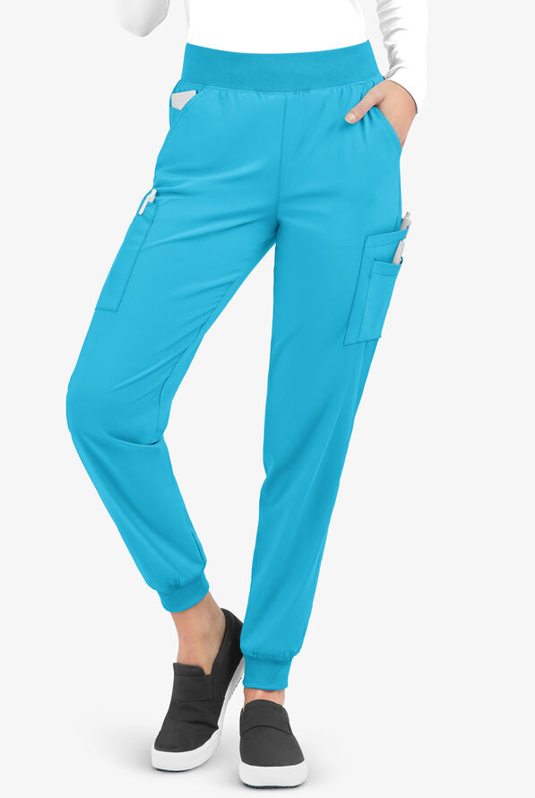 Easy STRETCH Mila Women's 7-Pocket Jogger Scrub Pants - Tall - Turquoise - 1