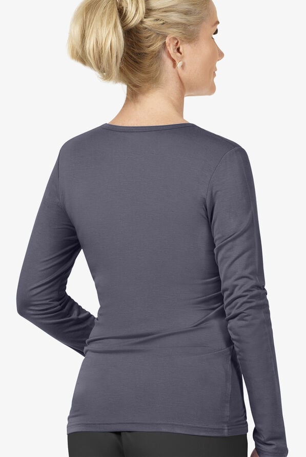 Camiseta m&eacute;dica WonderWink STRETCH con mangas largas para mujer - Pewter - 4