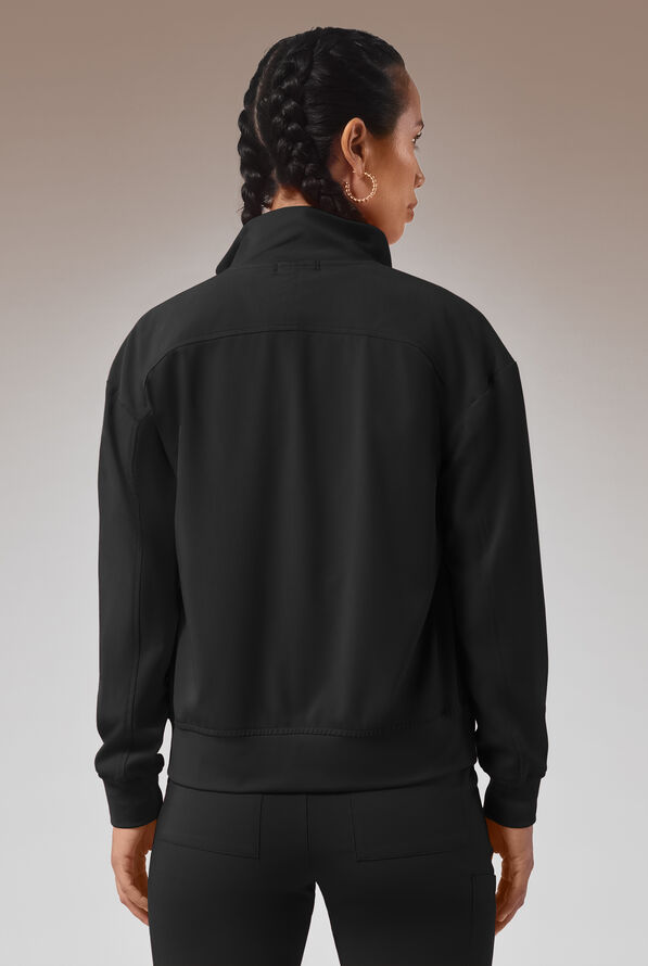 Hypothesis Base Women's 3-Pocket Relaxed Fit Zip Front Scrub Jacket - Jet Black - 4