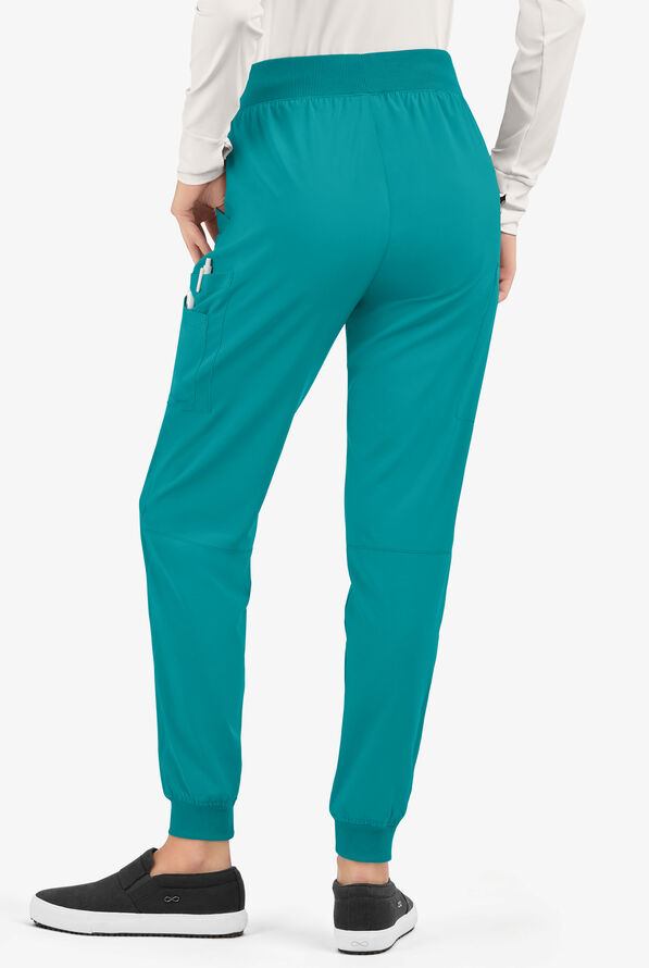 Easy STRETCH Mila Women's 7-Pocket Jogger Scrub Pants - Tall - Teal - 3