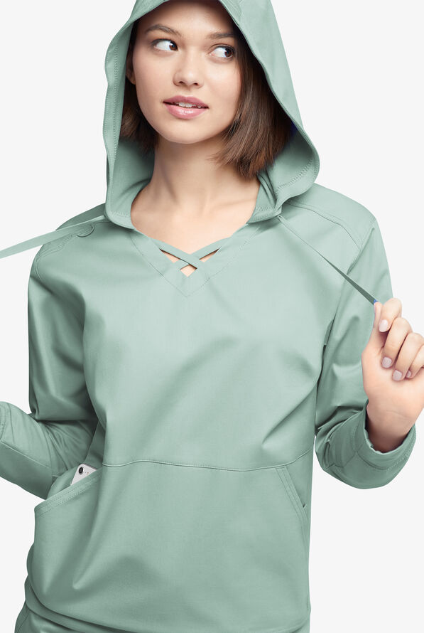 Sudadera m&eacute;dica UA Butter-soft STRETCH con capucha y 4 bolsillos para mujer - Eucalyptus Leaf - 4