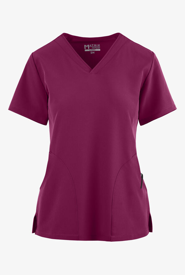 Maevn Matrix Impulse Women's 3Pocket STRETCH Curved VNeck Scrub Top