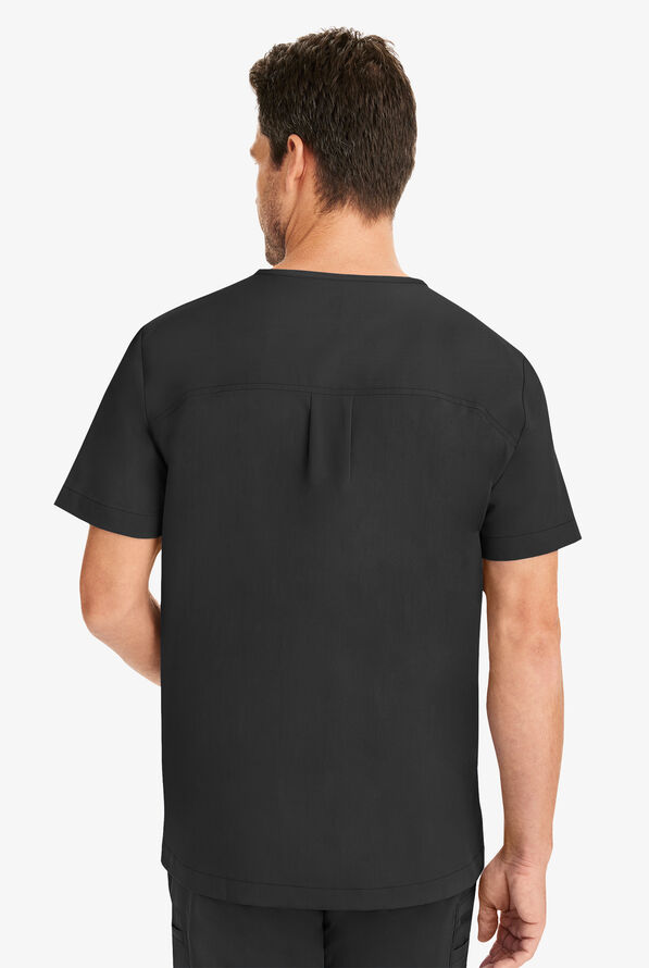 Healing Hands Purple Label Justin Men's 1-Pocket STRETCH V-Neck Scrub Top - Black - 2