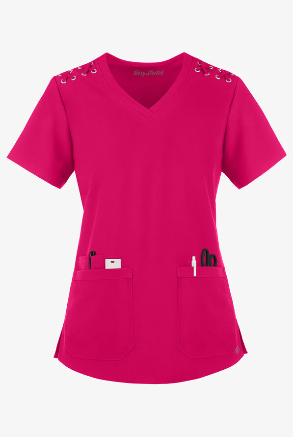 Blusa médica Easy STRETCH Leila con ojales y lazos para mujer - Flirt - 1