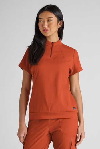 Grey's Anatomy by Barco Emerge Rowen Women's 2-Pocket STRETCH Banded Bottom Zip Scrub Top