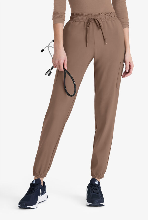 Grey's Anatomy by Barco Evolve STRETCH Terra Women's 6-Pocket Cargo Jogger Scrub Pants - Driftwood - 1