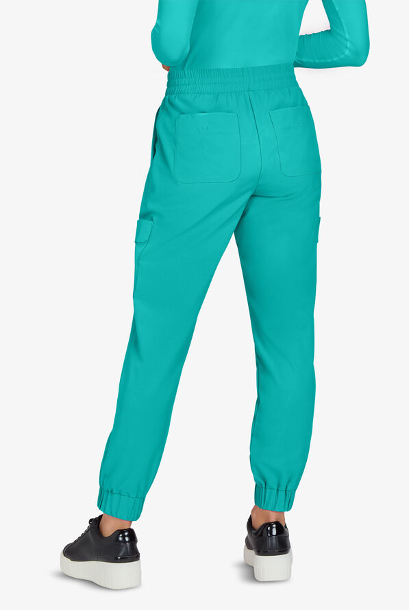 Planet koi Terra Women's 6-Pocket STRETCH Drawstring Waist Cargo Jogger Scrub Pants - Waterfall Blue - 3