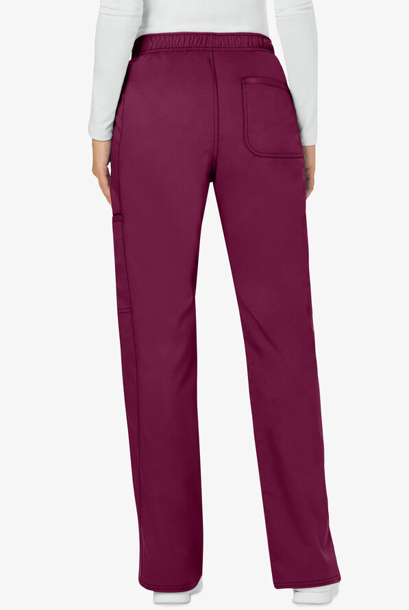 Cherokee Workwear Revolution Women's 5-Pocket STRETCH Drawstring Cargo Scrub Pants - Wine - 2