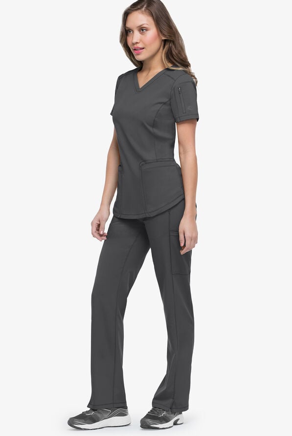 Blusa m&eacute;dica Dickies Dynamix STRETCH con 3 bolsillos y cuello en V para mujer - Pewter - 2