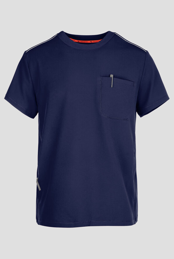 Camisa m&eacute;dica Infinity GNR8 STRETCH con cuello redondeado y 1 bolsillo para hombre - Navy - 1
