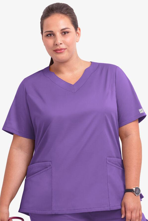 Butter-Soft Core Women's 4-Pocket Scallop Neck Scrub Top - Purple Glow - 4