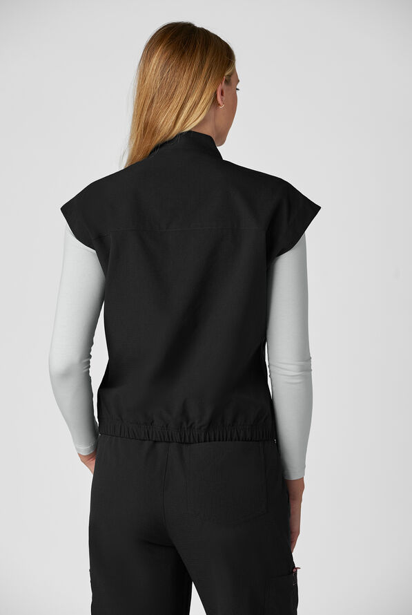 koi Solis Eloise Women's 4-Pocket STRETCH Zip Front Scrub Vest - Black - 4