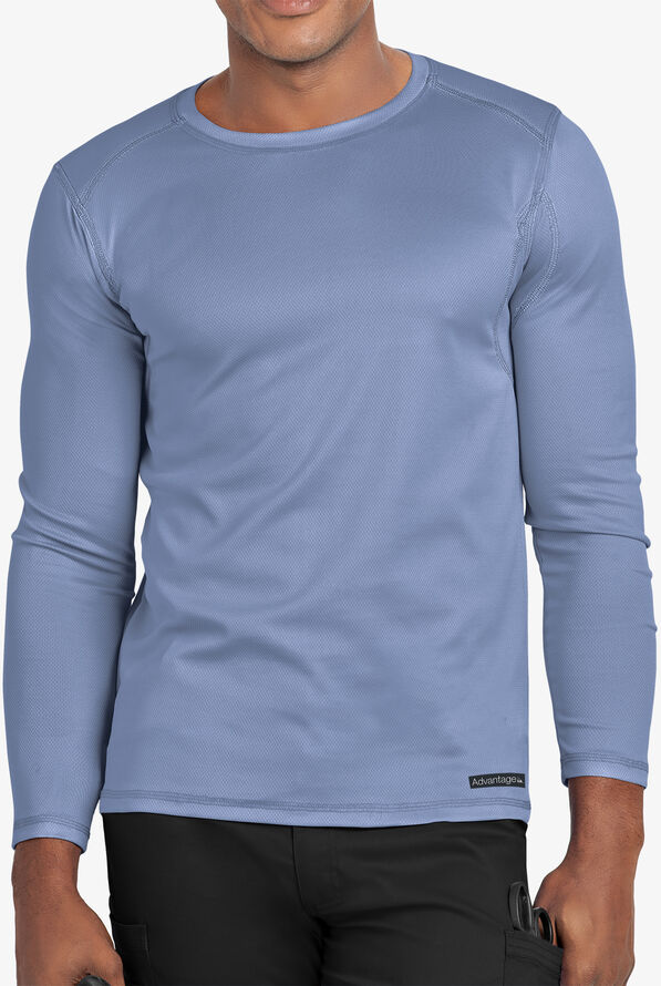 Advantage STRETCH Men's Long Sleeve Crew Neck Underscrub - Ceil Blue - 2